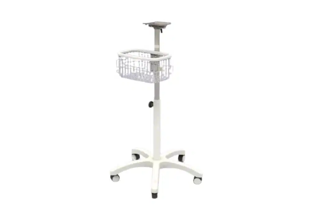 Chariot mobile pour moniteur patient (650 × 650 mm, hauteur 765 - 1260 mm, charge max 15 kg)