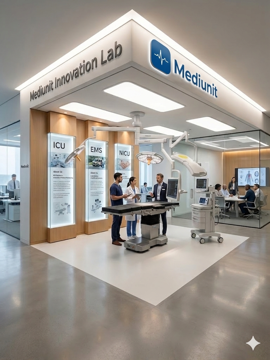 MediUnit trade show booth and medical equipment presentation